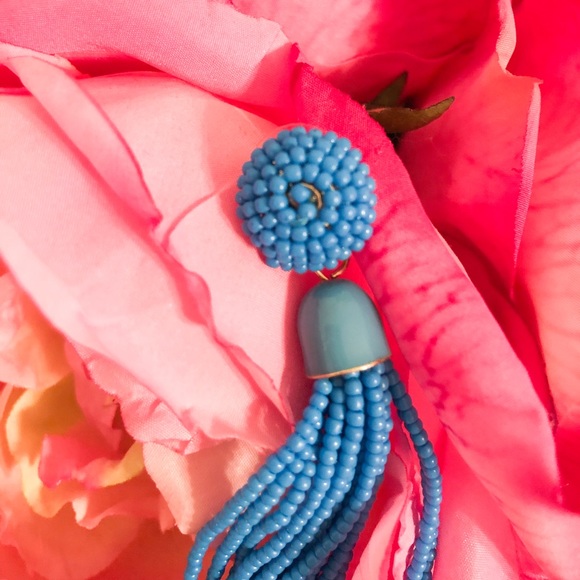 BaubleBar Blue Beaded Tassel Earrings - Picture 8 of 10